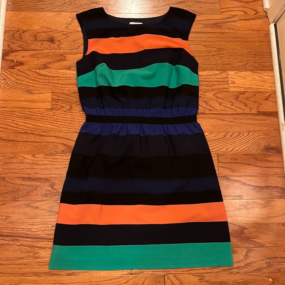 Loft Medium Sleeveless Horizontal Wide Striped Dress - Picture 1 of 4